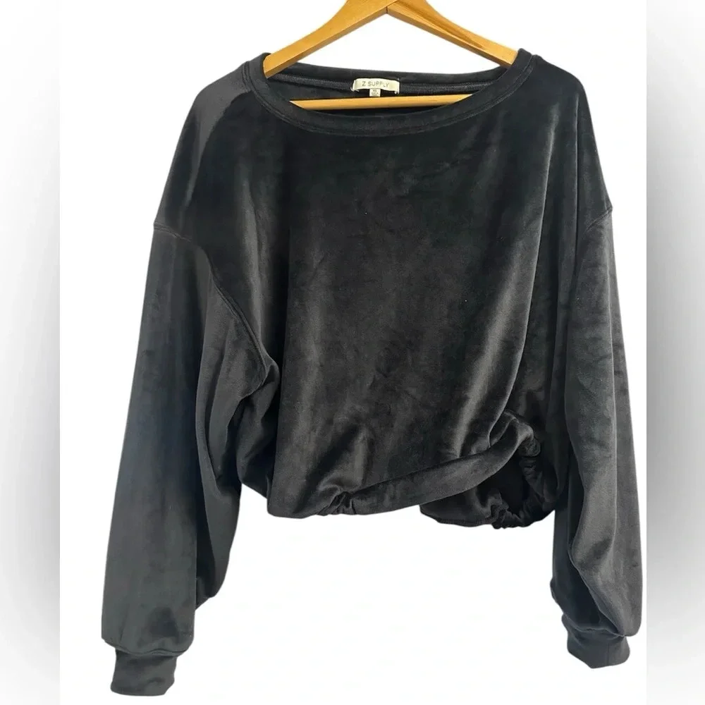 Z Supply Black Bodhi Velour Sweatshirt - Picture 3 of 6